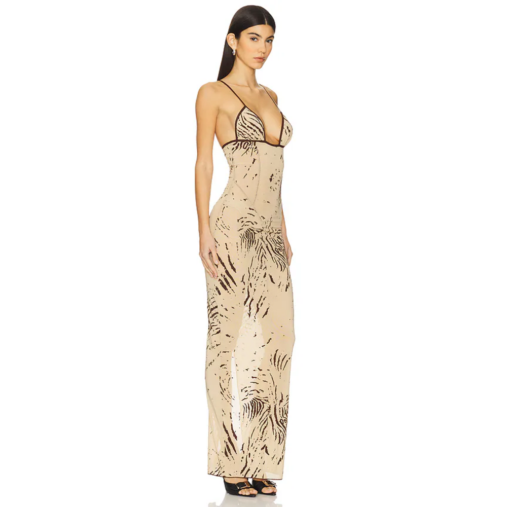 POSTER GIRL Hun Dress in Beige Zebra in Cream - Picture 2 of 6